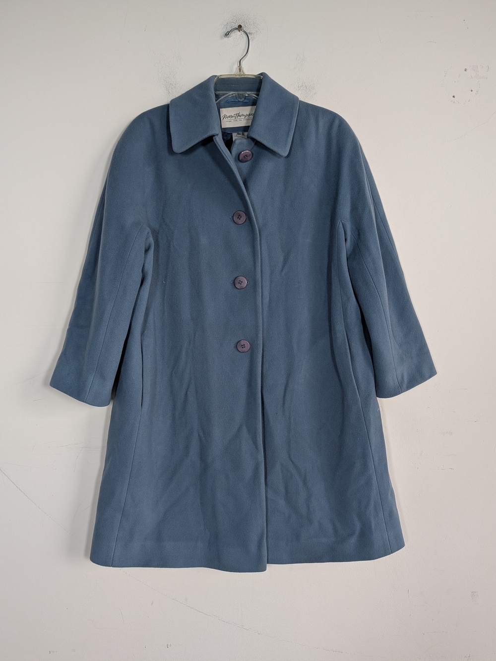 Norm Thompson New York Dusty Blue Wool Coat, Size 12